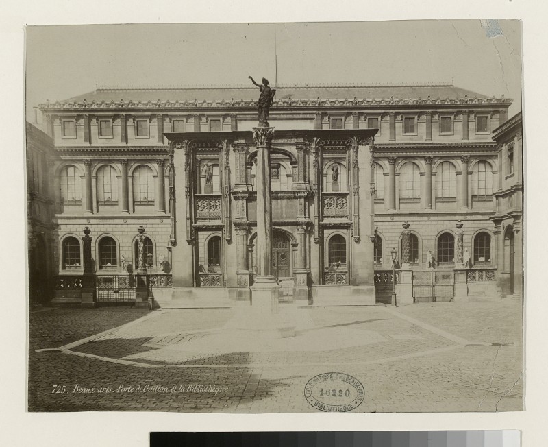 Jean Dunneteau, Vue de la Cour Bonaparte avec l’Arc de Gaillon et le Palais des Etudes (vers 1886)