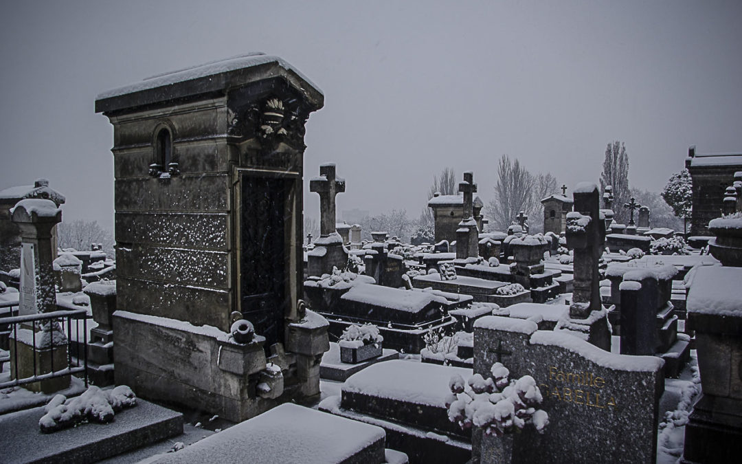 Le cimetière des Lilas sous la neige en février 2018