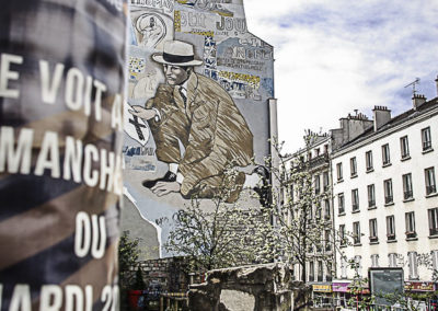la fresque du détective place Fréhel par Julien Barret