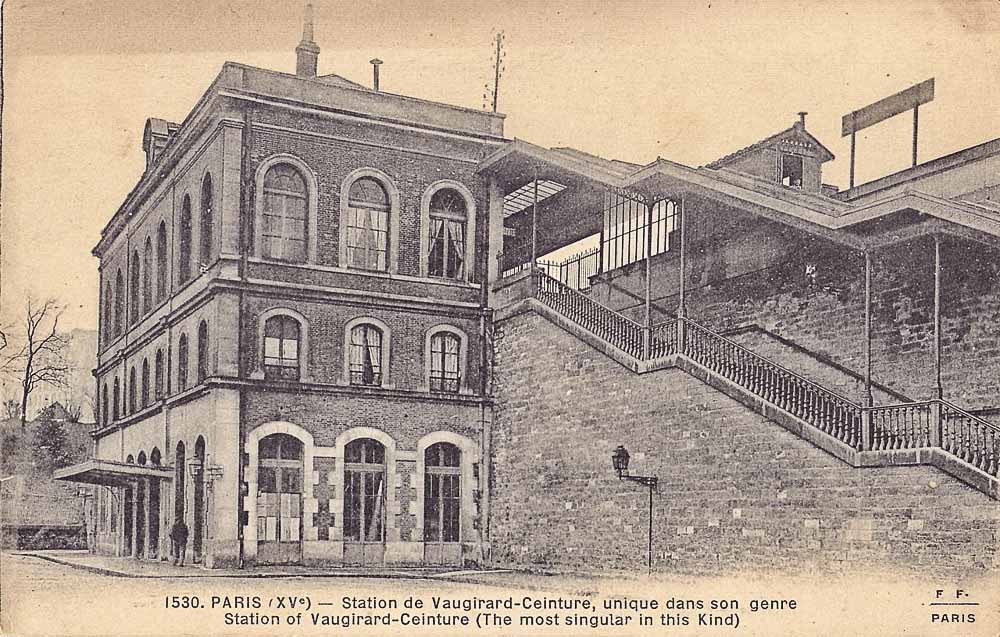 Carte postale de la Station de Vaugirard-Ceinture scannée par Claude Villetaneuse, Domaine public via Wikimedia