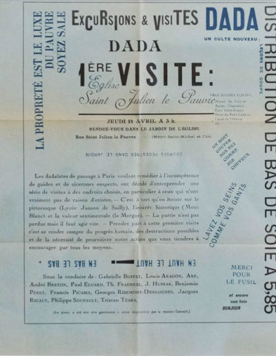 Affiche-Tract pour la première manifestation DADA à Paris, 1921, bibliothèque littéraire Jacques-Doucet, en vente à la Galerie Emmanuel Hutin