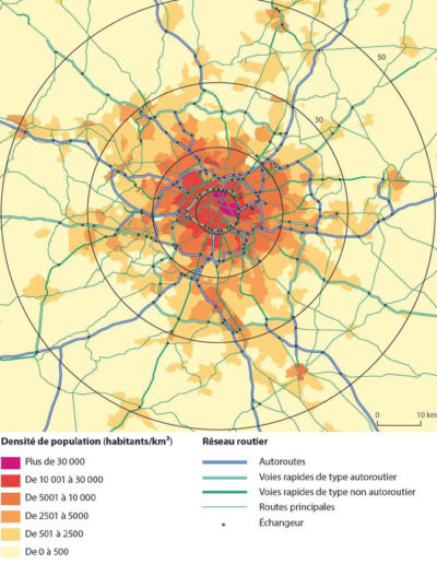 Comparatif des réseaux de voirie et densités entre Londres et Paris © Pierre-Louis Certonze ENSG Paris-I IAU ïdF 2013