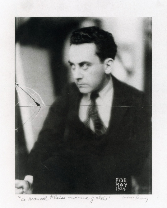 Autoportrait de Man Ray en 1924 dédicacé à Marcel Fleiss.