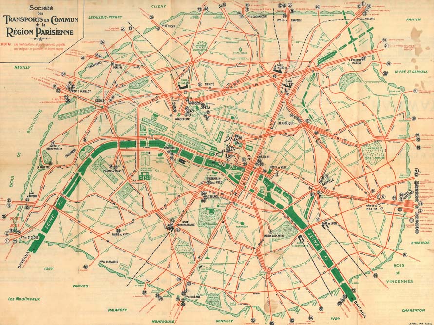 Plan STCRP n°2 de 1923 - Trams à Paris