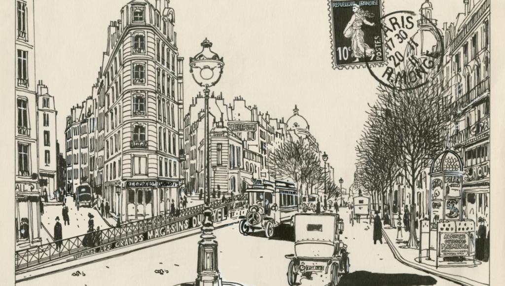 Carte postale issue de la bande dessinée Adèle Blanc-Sec de Tardi