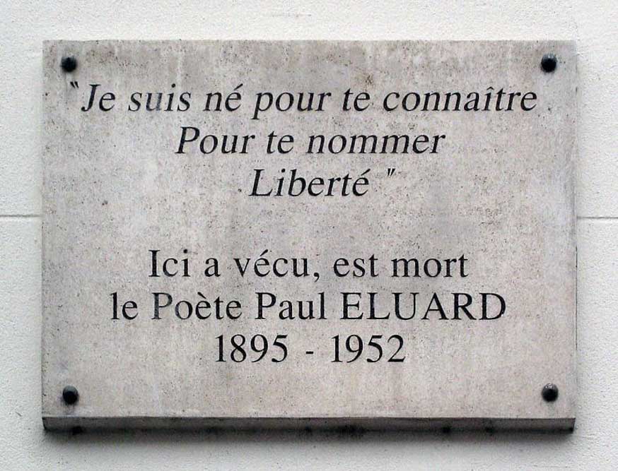 Plaque à l'angle d'un immeuble de Charenton commémorant Paul Éluard @Groume