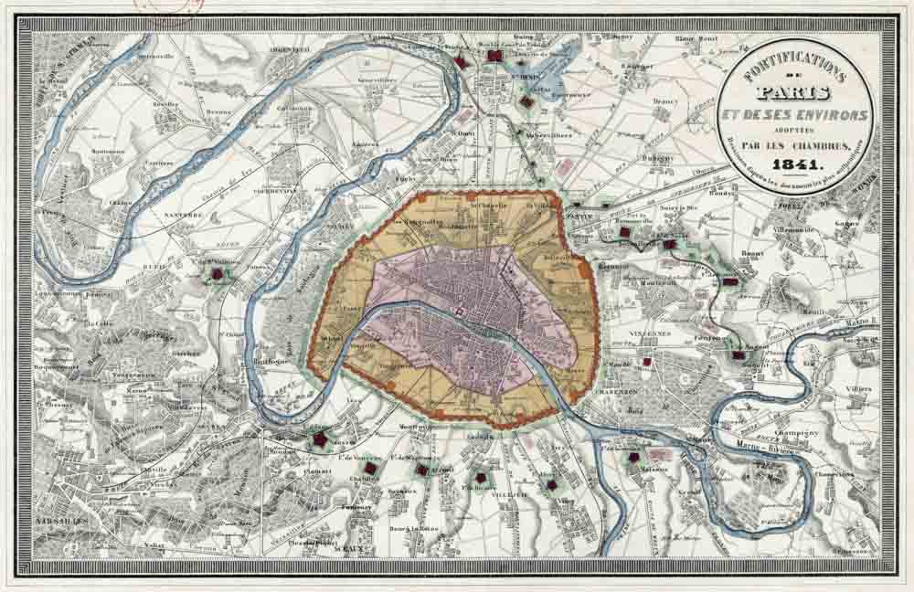 Fortifications de Paris et des environs en 1841 - BNF