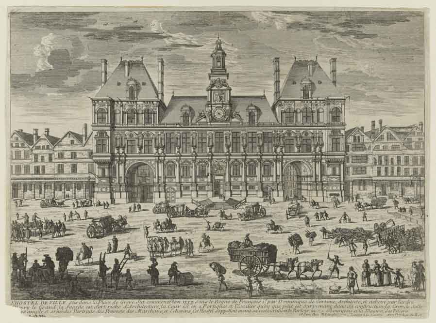 Adam Perelle (1640-1695). "L'Hôtel de Ville". Eau-forte, vers 1660. Paris, musée Carnavalet.