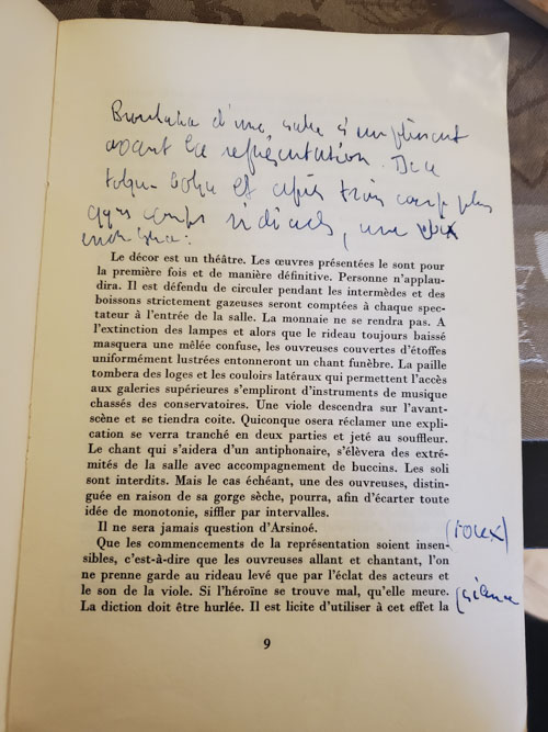 Page d'ouverture du second livre de Michel Chaillou, Collège Vaserman, annotée de sa plume @J.Barret