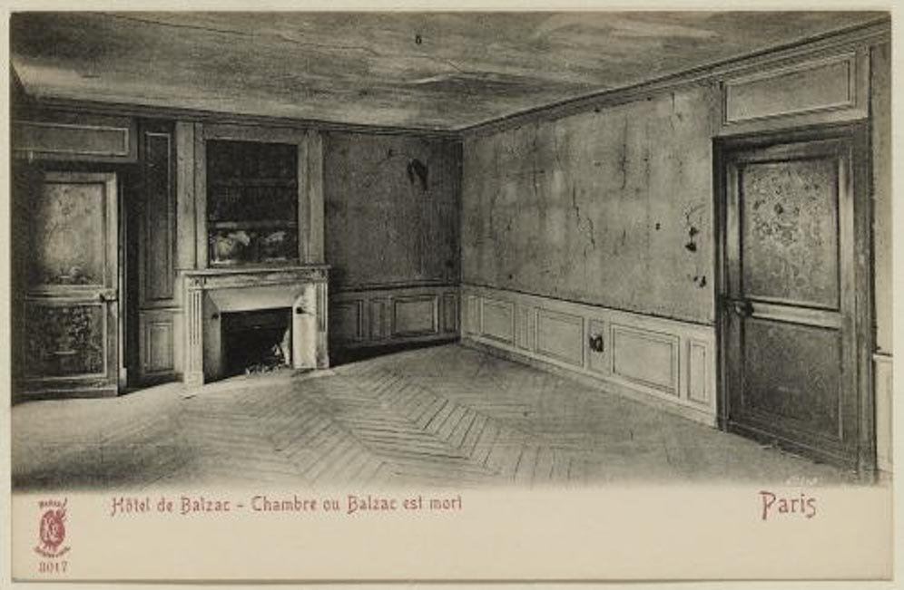Chambre où Balzac est mort dans sa maison de la rue Fortunée, Paris 8e, K.F. éditeur @Musée Carnavalet