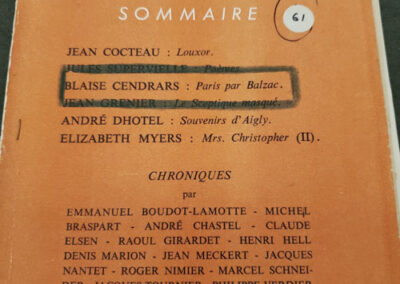 Paris par Balzac, un article de Blaise Cendrars paru dans la revue La Table Ronde, octobre 1949